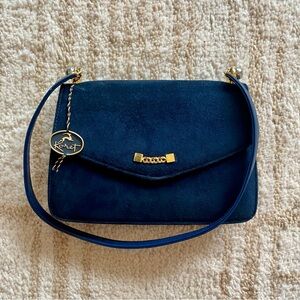 Vintage Koret Navy Blue Suede Shoulder Bag